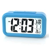 Akıllı Dijital Masa Saati Alarmlı Karanlık Sensörlü Fotoselli Mavi - 2