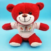 Sevimli Çiftler Tişörtlü Kırmızı Ayı - 1