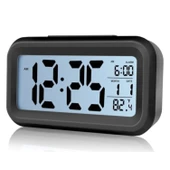 Akıllı Dijital Masa Saati Alarmlı Karanlık Sensörlü Fotoselli Siyah - 1