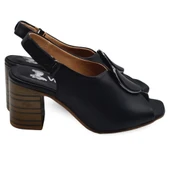 VENÜS 2108518Y TOPUKLU TOKA DETAYLI KADIN DERİ SANDALET - 2