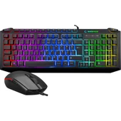 KB-R310 Broker Siyah USB Gökkuşağı Zemin Aydınlatmalı Oyuncu Klavye + Mouse Set - 1