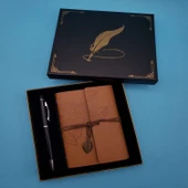 Taba Deri Defter Ve Kalem Set - 1