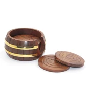 Pirinç Yuvarlak Ahşap Bardak Altı W431 - 1