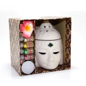 Seramik Buda Büstü Buhurdanlık Seti No:03 - 1