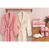 Özdilek Wedding Aile Bornoz Seti Pudra-Krem 3430 - 1