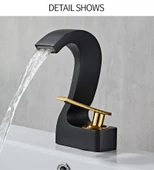 Siyah Gold Şelale Banyo Lavabo Bataryası - 3