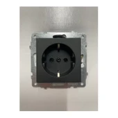 Ovivo Grano Siyah Topraklı Priz + Komütatör (ikili) Anahtar Set thumbnail 3