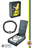 Fenerbahçe Orijinal Lisanslı FB Logo Mat Onix Doğaltaş Bileklik Kanarya Baskılı Hediye Ahşap Kutulu - 1