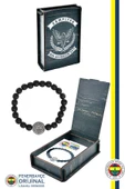 Fenerbahçe Orijinal Lisanslı FB Logo Mat Onix Doğaltaş Bileklik Hediyelik Ahşap Kutulu - 1
