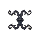 Antika Tarz Dekoratif Pirinç Süslü Menteşe - 100x90 mm, Oksit - 1