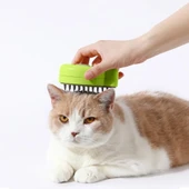 Şarjlı Buharlı Kedi Köpek Tarağı - Yumuşak Silikon Tüy Toplayıcı - Yeşil (8675) - 3