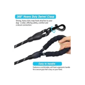 Köpekler İçin Gezdirme Tasması Reflektörlü 130 Cm Halat Orta Ve Büyük Boy Köpekler İçin Siyah thumbnail 5