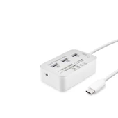 Type-C Hub Combo 3*Usb3.0 + Ms + Sd + M2 + Tf 20Cm Beyaz HDX7029 - 1