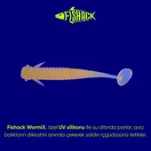 Silikon Kurt Yem - 1g 50mm - Fishack Wormix - 10 Adet - Orange - UV Silikon thumbnail 3