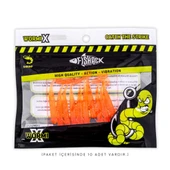 Silikon Kurt Yem - 1g 50mm - Fishack Wormix - 10 Adet - Orange - UV Silikon thumbnail 5