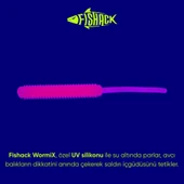 Silikon Kurt Yem - LRF Yem - 1g 52mm - Fishack Wormix - 10 Adet - Pink - UV Silikon thumbnail 3