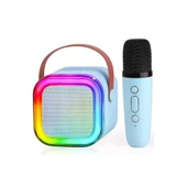 Karaoke Kablosuz Hoparlör Mikrofonlu Rgb Işıklı Bluetooth Speaker Tf Kart/usb Mavi - 1