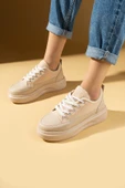 Pembe Potin Kalın Taban Renkli Bağcıklı Hafif Taban Kadın Sneakers 89-049-25 - 2