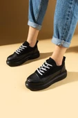 Pembe Potin Kalın Taban Renkli Bağcıklı Hafif Taban Kadın Sneakers 89-049-25 - 3