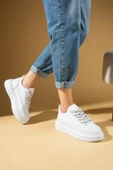 Pembe Potin Kalın Taban Renkli Bağcıklı Hafif Taban Kadın Sneakers 89-049-25 - 7