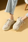 Pembe Potin Yüksek Taban Bağcıklı Comfort Kadın Sneakers 36-1050-25 - 8