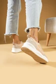 Pembe Potin Kalın Poli Taban Bağcıklı Kadın Rahat Sneaker 36-140-24Queen - 8