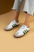 Pembe Potin Bağcıklı Comfort Taban 3 Şeritli Kadın Sneaker 001-1009-24BeyazYeşil - 2