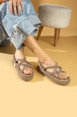 Pembe Potin Kalın Taban Çapraz Bant Hasır Kadın Sandalet 30-15-24 thumbnail 12