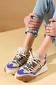 Yeni Sezon Kalın Taban Bağcıklı Moda Kadın Sneakers 36-144-23 thumbnail 10