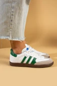 Pembe Potin Bağcıklı Comfort Taban 3 Şeritli Kadın Sneaker 001-1009-24BeyazYeşil - 1