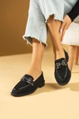 Pembe Potin Metal Tokalı Triko Rahat Kalıp Kadın Loafer 024-784-24 - 5
