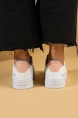Pembe Potin Bağcıklı Comfort Taban Şeritli Kadın Sneaker 001-1005-24BeyazPudraSarı - 3