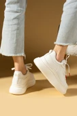 Pembe Potin Yüksek Taban Bağcıklı Comfort Kadın Sneakers 36-1050-25 - 9