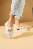 Pembe Potin Rahat Taban Toka Detaylı Loafer Kadın Ayakkabı 61-718-23 - 5