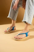 Pembe Potin Comfort Hasır Taban Parmak Arası Kadın Sandalet 68-104-24 - 10