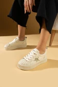 Pembe Potin Poli Anatomik Taban Yıldız Detay Bağcıklı Kadın Sneaker 59-650-24 - 3