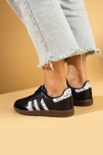 Pembe Potin Bağcıklı Comfort Taban 3 Şeritli Kadın Sneaker 001-1009-SiyahBeyazŞal - 3