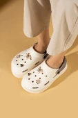 Pembe Potin Yüksek Taban Altın Tokalı Eva Comfort Kadın Sandalet DNZ225-KremVizon - 3