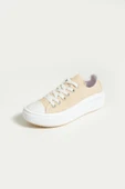 Pembe Potin Bağcıklı Kalın Taban Keten Kadın Sneaker 57-101-23 - 9
