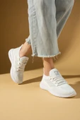 Pembe Potin Esnek Taban Bağcıklı Rahat Kalıp Kadın Sneaker 001-22-25 - 9