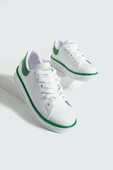 Pembe Potin Rahat Taban Renk Şeritli Bağcıklı Kadın Sneaker 001-340-24BYeşil - 4