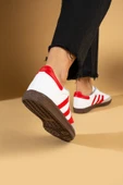 Pembe Potin Bağcıklı Comfort Taban 3 Şeritli Kadın Sneaker 001-1009-24BeyazKırmızı - 3