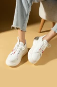 Pembe Potin Yüksek Taban Bağcıklı Comfort Kadın Sneakers 36-1050-25 - 5