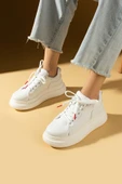 Pembe Potin Yüksek Taban Bağcıklı Comfort Kadın Sneakers 36-1050-25 - 1