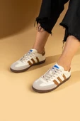 Pembe Potin Bağcıklı Comfort Taban 3 Şeritli Kadın Sneaker 001-1009-24BejKahve - 1