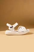 Pembe Potin Önü Açık Rahat Taban Cırtlı Kız Çocuk Sandalet 001-7080-25 - 3