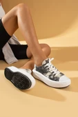 Pembe Potin Bağcıklı Kalın Taban Keten Kadın Sneaker 57-101-23 - 7