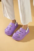 Pembe Potin Yüksek Taban Altın Tokalı Eva Comfort Kadın Sandalet DNZ225-24 - 6