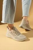 Pembe Potin Esnek Taban Bağcıklı Rahat Kalıp Kadın Sneaker 001-22-25 - 6