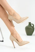 Pembe Potin Rahat Kalıp Uzun Topuklu Kadın Klasik Stiletto 017-1770-23Rugan - 7